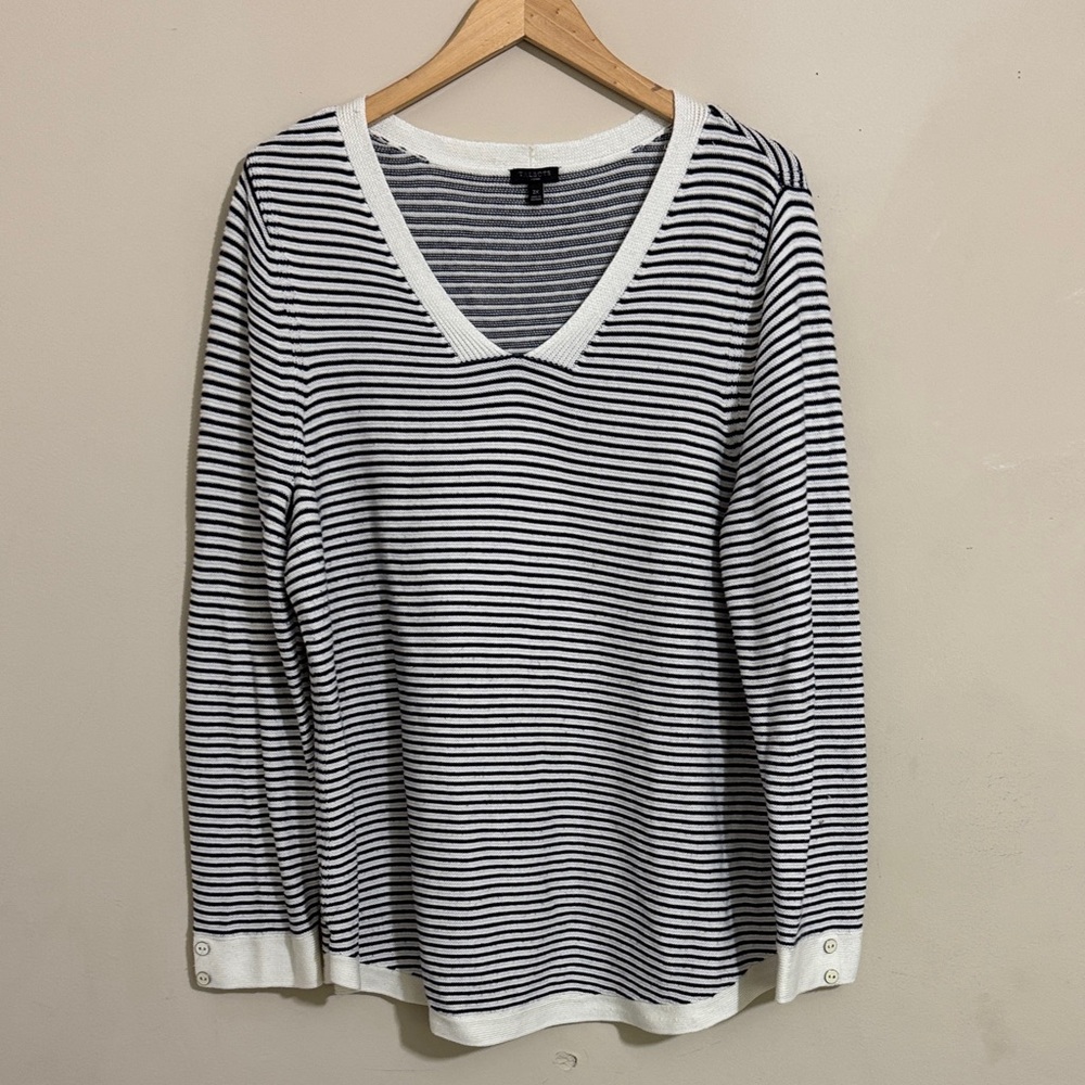 Talbots Plus Size Striped V-Neck Sweater size 2X Business Casual Preppy Fall - Picture 2 of 10